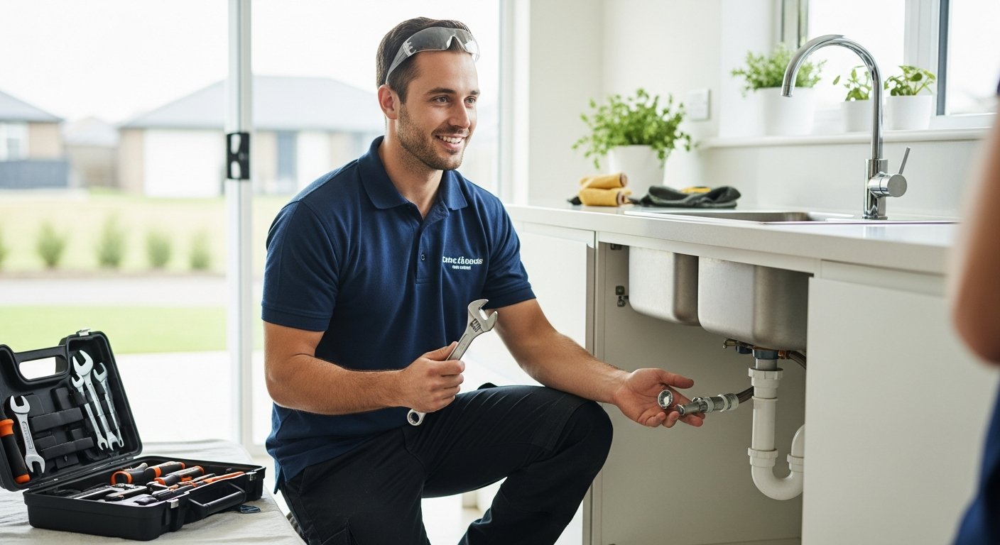 Collins Plumbing engineer greeting a Liverpool homeowner
