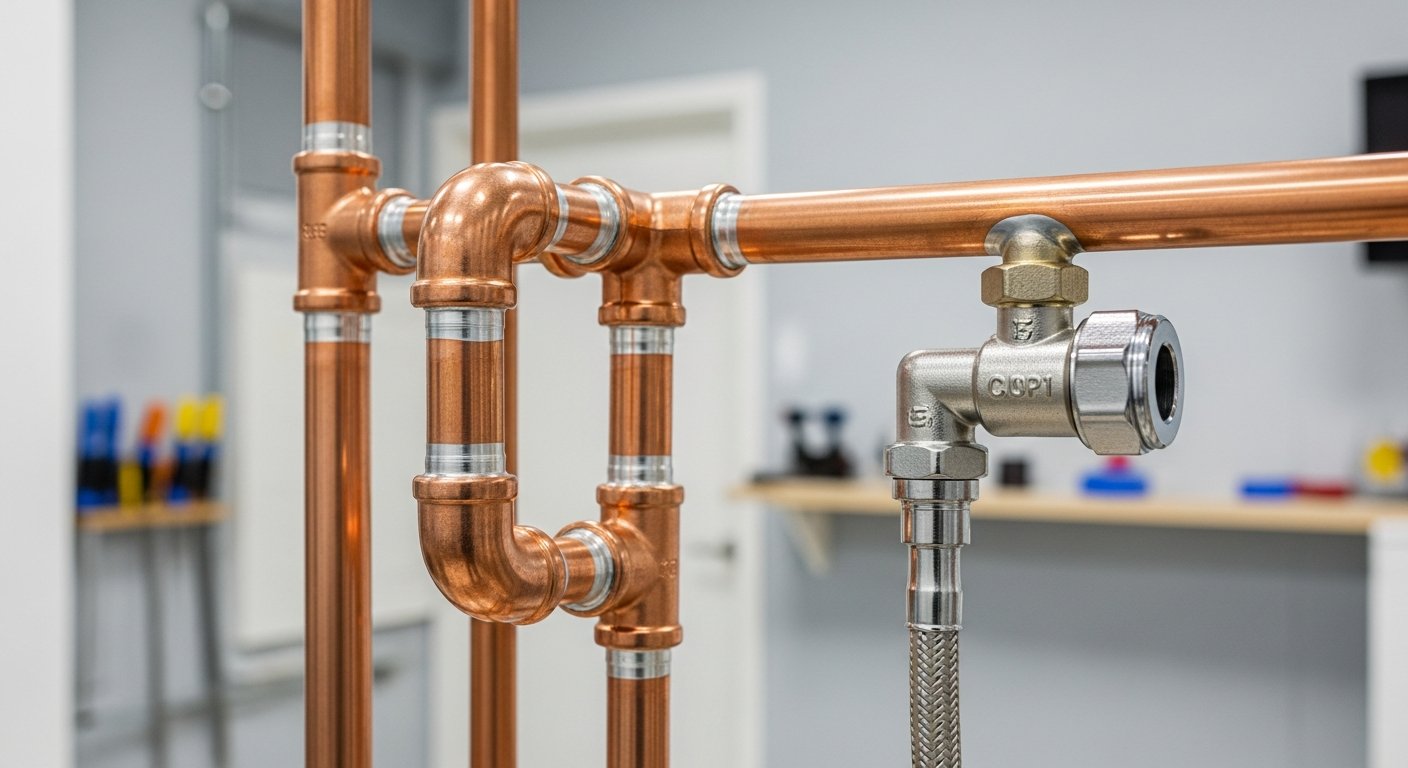 Professional copper pipework installation by Collins Plumbing and Heating
